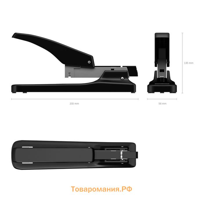 Степлер мощный, до 70 листов, ErichKrause, скобы №24/6, 23/6, 23/8, 23/10, вмещает до 100 скоб, чёрный