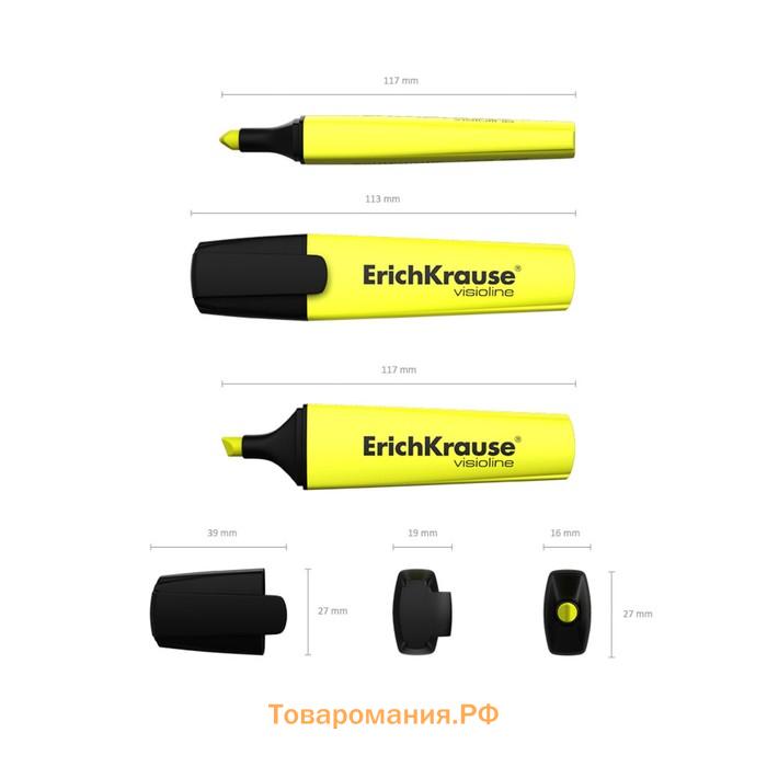 Маркер текстовыделитель ErichKrause V-12, 0.6-5.2 мм, флуоресцентные чернила на водной основе, жёлтый