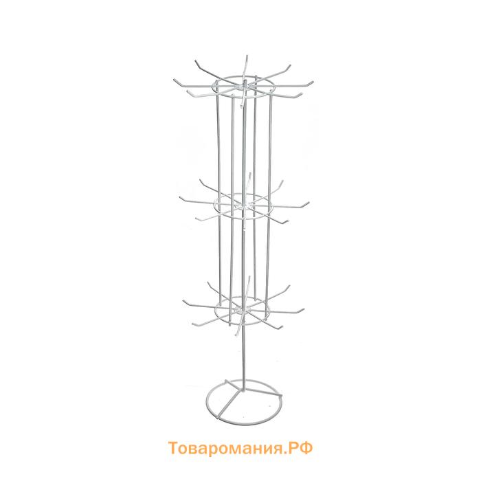 Вертушка, 3 яруса по 8 крючков, 20×20×61, цвет белый