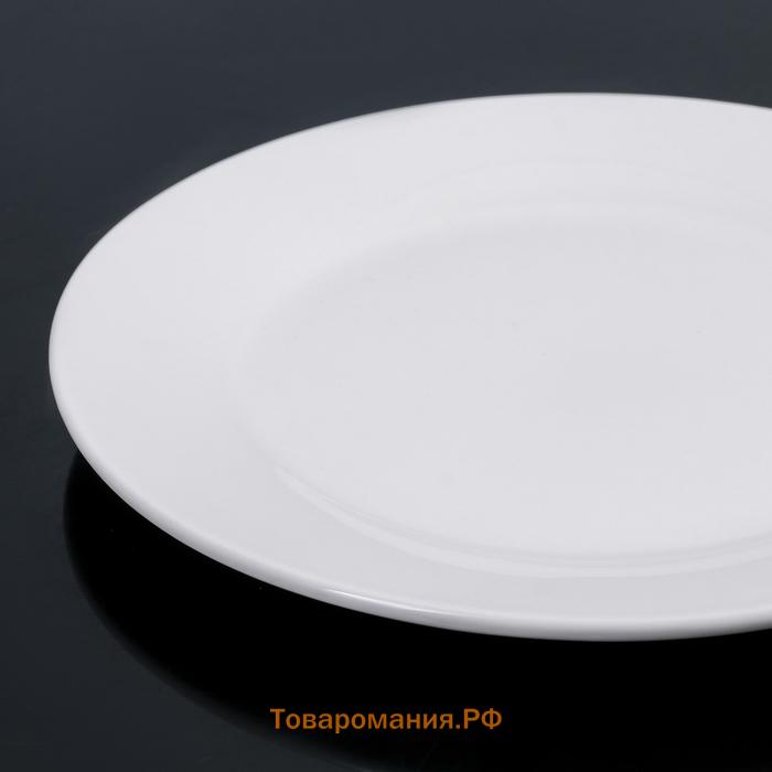 Тарелка  White Label, d=20 см, утолщённый край, фарфор, белая