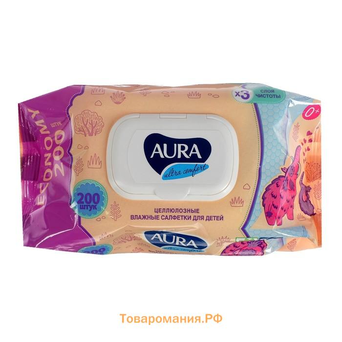 Влажные салфетки Aura Ultra Comfort, для детей, 200 шт.