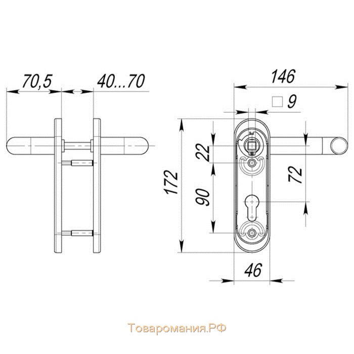 Ручка дверная Fuaro DH-0433 NE, с пруж., для замка FL-0432, 0433, 0434, нейлон, черная