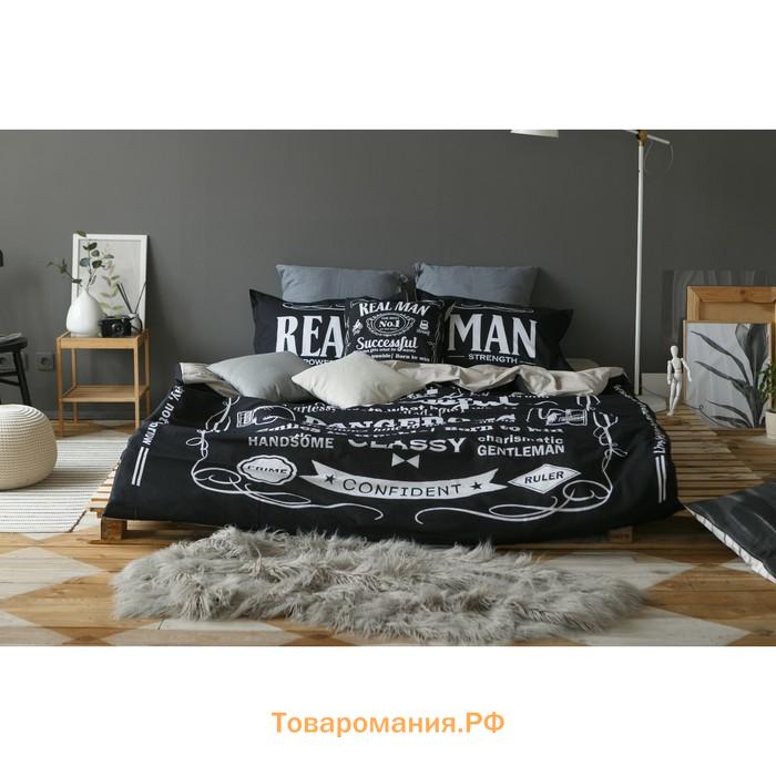 Постельное бельё "" евро Real Man 200х217 см, 240*220 см, 50х70+3 см - 2 шт