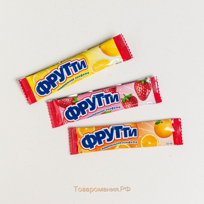 Конфета жевательная «Фрутти» со вкусом клубника, апельсин, лимон, 10 г