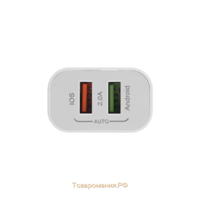 Сетевое зарядное устройство LN-110AC, 2 USB, 2 A, белое