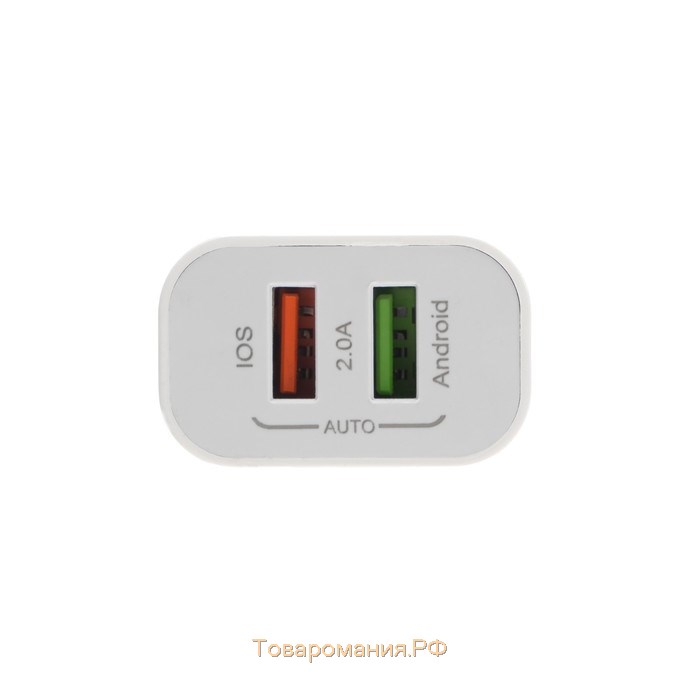 Сетевое зарядное устройство  LCC-96, 2 USB, 2 A, кабель microUSB, белое