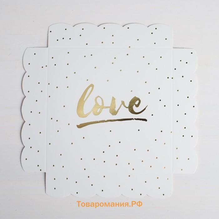 Коробка для печенья, кондитерская упаковка с PVC крышкой, Love, 15 х 15 х 3 см