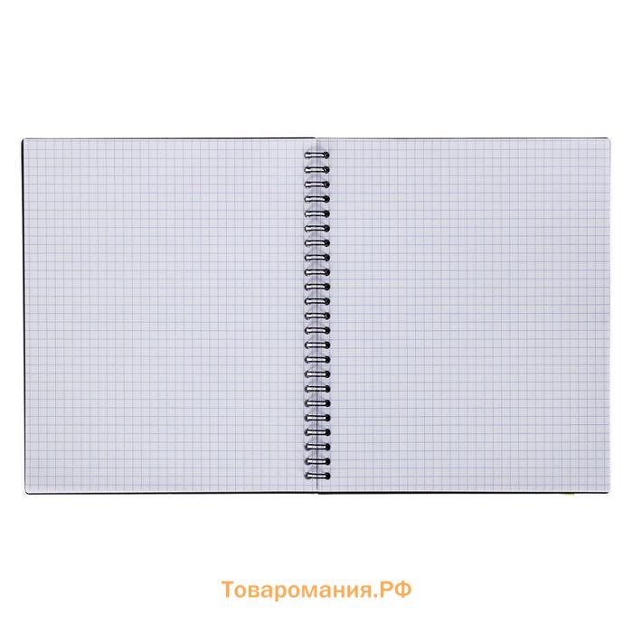 Тетрадь на спирали, 80 листов в клетку, ErichKrause Accent, пластиковая обложка, на резинке, блок офсет 100% белизна, МИКС