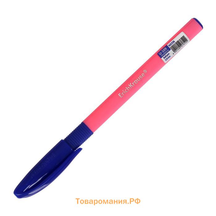 Ручка шариковая ErichKrause U-109 Neon Stick&Grip. узел 1.0 мм, корпус микс трехгранный, чернила синие