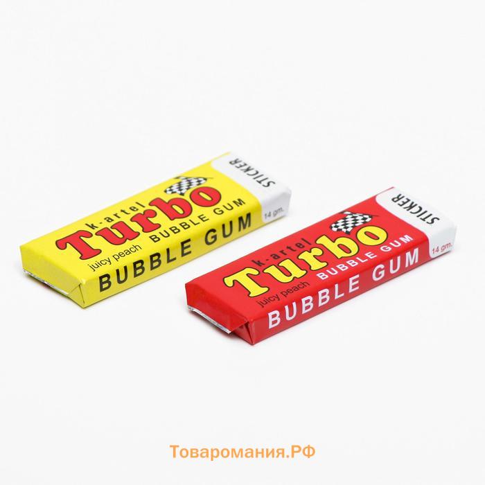 Жевательная резинка Turbo со вкусом персика с наклейкой, 14 г