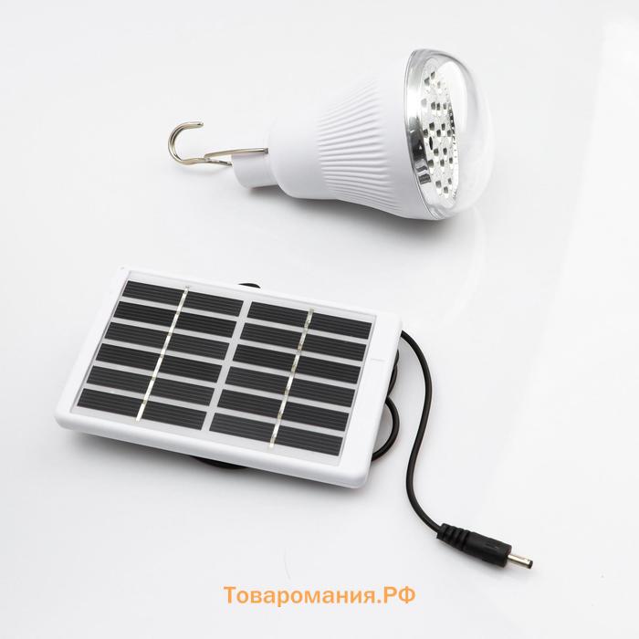 Фонарь кемпинговый аккумуляторный, 10 Вт, 20 LED, 1000 мАч, 12 х 7.5 см, солнечная батарея