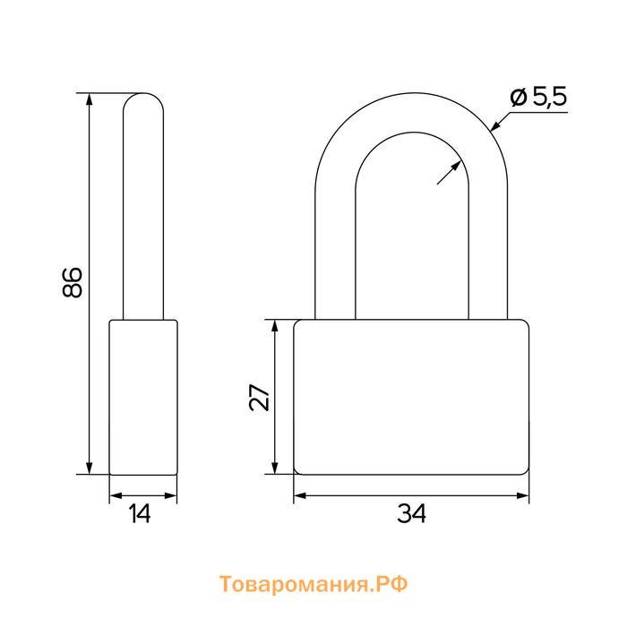 Замок навесной, тип 6, 5х40 мм, длинная дужка