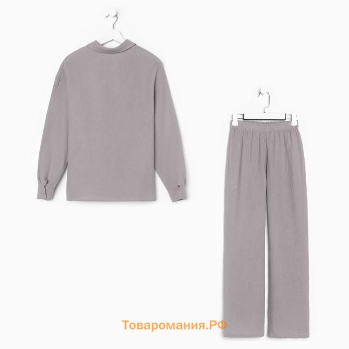 Пижама женская (рубашка и брюки) KAFTAN "Basic" размер 52-54, цвет серый