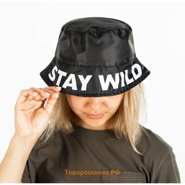 Панама Stay wild, цвет чёрный