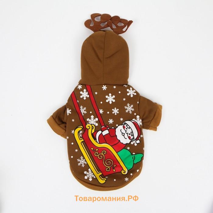 Толстовка для собак "Олень с рожками", XL (ДС 40, ОГ 50 см