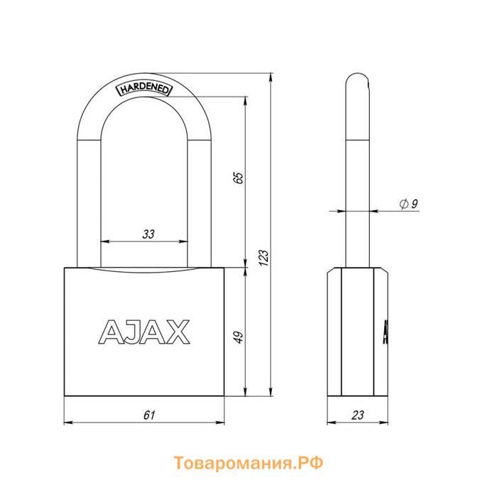 Замок навесной PD-01-63-L англ. 3 кл., длин. дужка