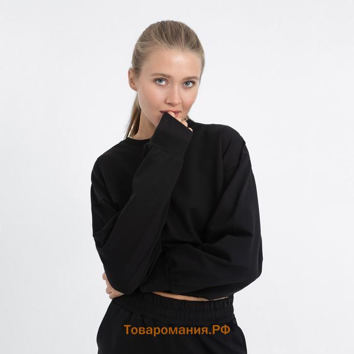 Костюм женский (брюки, свитшот) MINAKU: Casual Collection цвет чёрный, размер 48