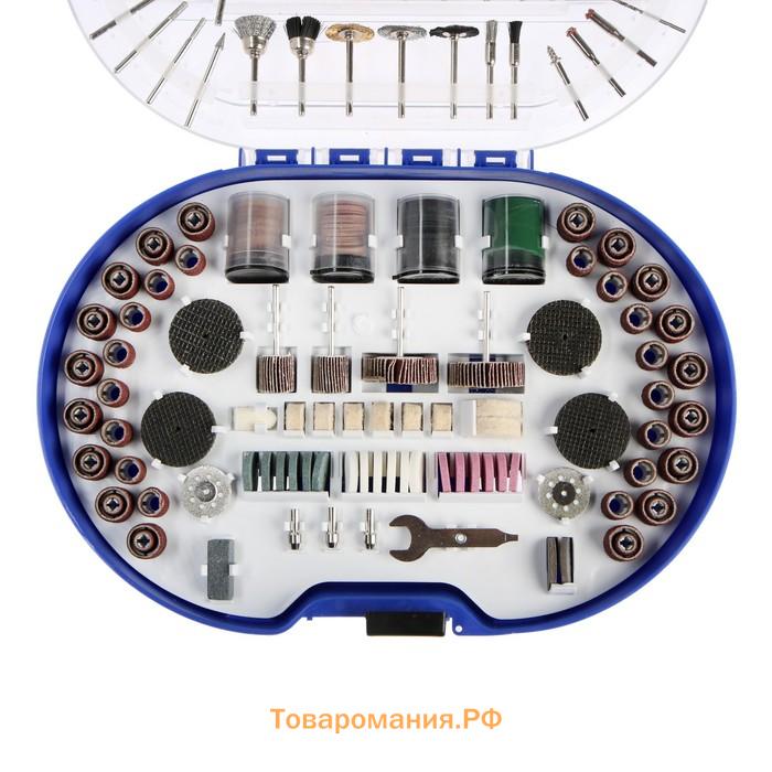 Набор мини-насадок для гравера ТУНДРА, круги, щетки, шарошки, диски, паста, 3.2 мм, 276 шт.