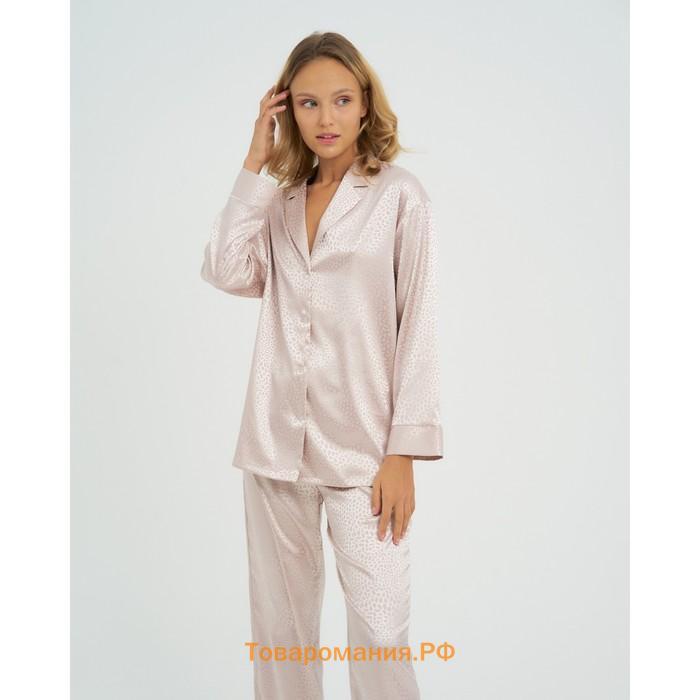 Пижама женская (рубашка, брюки) KAFTAN "Леопард", кофейный, размер 44-46