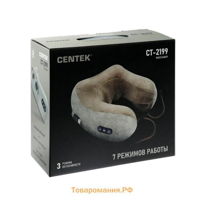 Массажная подушка Centek CT-2199, 3.7 Вт, 7 режимов, 12 головок, ИК-подогрев, бежевая