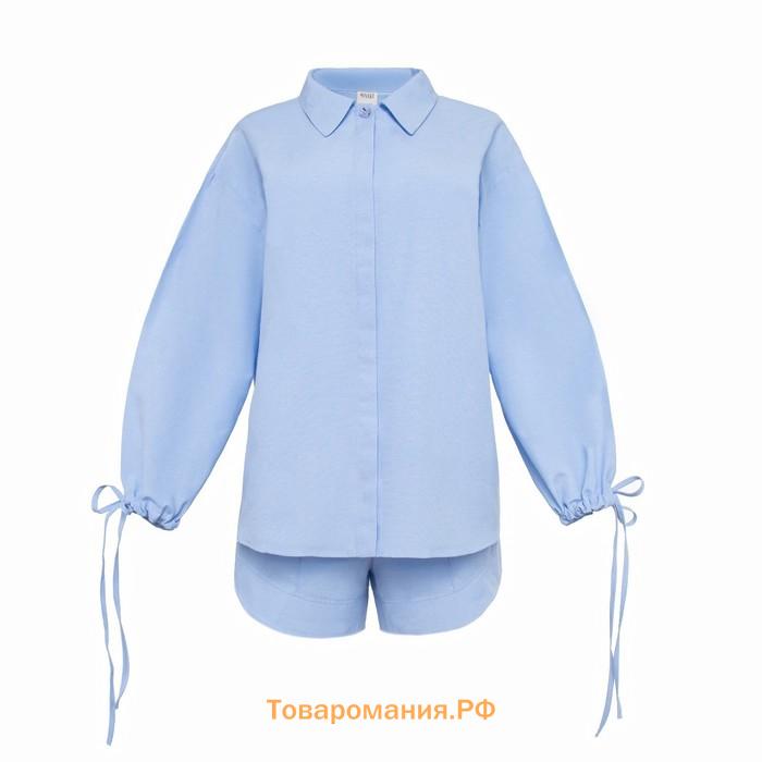 Костюм женский (блузка, шорты) MINAKU: Casual Collection цвет голубой, размер 42