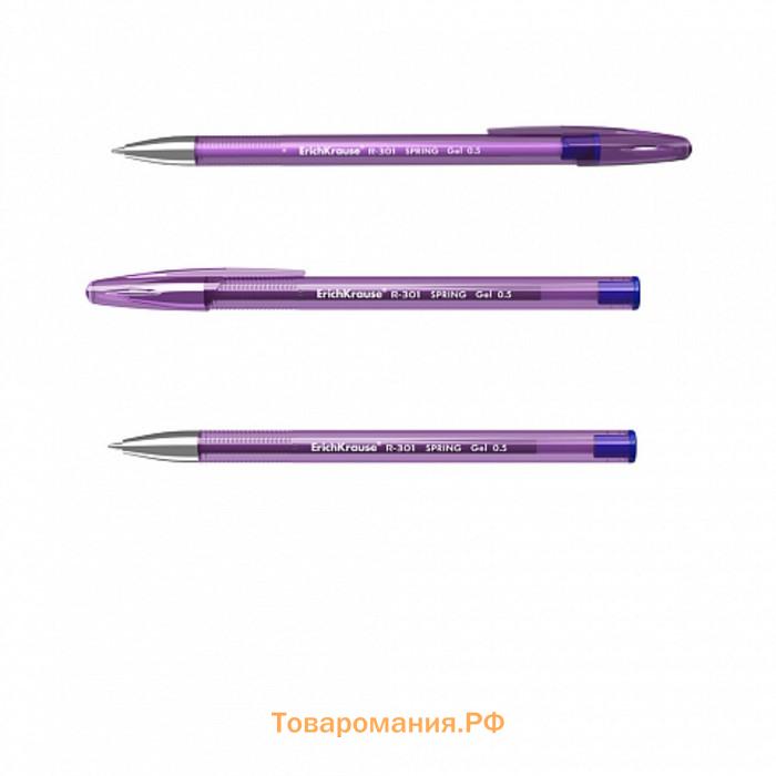 Ручка гелевая ErichKrause R-301 Spring Gel Stick, чернила синие, узел 0.5 мм, длина линии письма 600 метров