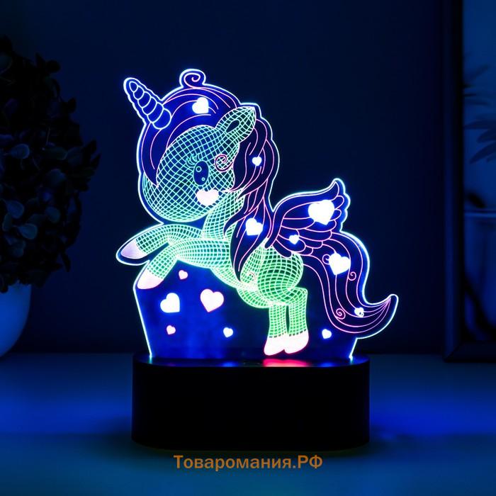 Светильник сенсорный "Единорожек" LED USB (90см) от батареек 3xАА черный 14х5,5х18,5 см RISALUX  765