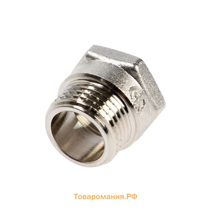 Переходник AQUALINK, 1/2" х 1/2", наружная/внутренняя резьба, круглый, никелированная латунь