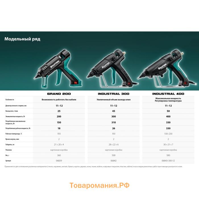 Клеевой пистолет электрический KRAFTOOL Grand 200, d 11-12 мм  25 г/мин