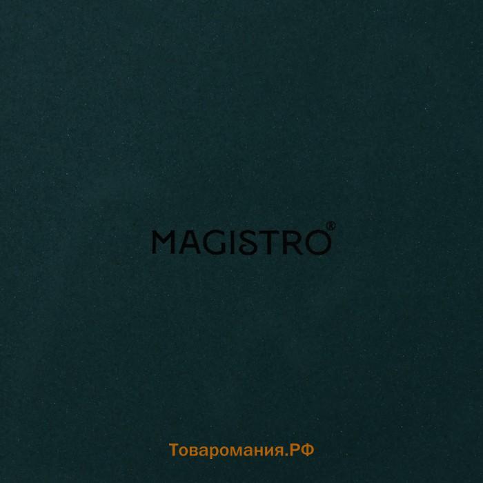 Блюдо для подачи Magistro, 15×15 см, с деревянной ручкой, фарфор, зелёное