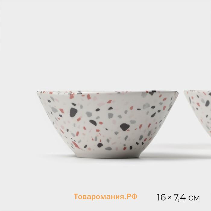 Салатники Magistro Terazzo, 700 мл, 16×7,4 см, набор 2 шт, фарфор, белые