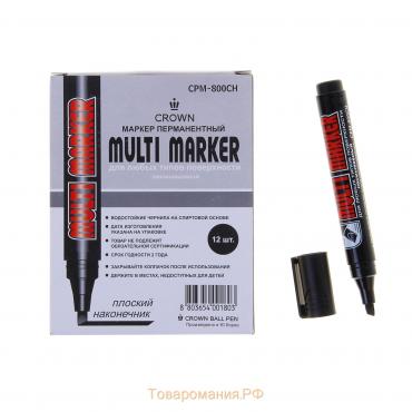 Маркер перманентный Crown Multi Marker, 5.0-1.0 мм, скошенный, чёрный