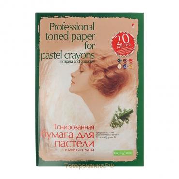 Бумага для пастели А4, 20 листов "Профессиональная серия", 6 цветов, блок 150-230 г/м2