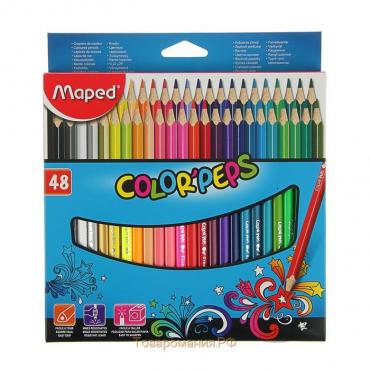 Карандаши трёхгранные, 48 цветов, Maped Color Peps, ударопрочный грифель