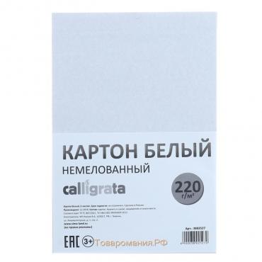 Картон белый А4, 6 листов, 220г/м2 Calligrata, немелованный на скобе, ЭКОНОМ