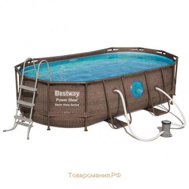 Бассейн каркасный Bestway Power Steel Swim Vista, 427×250×100, фильтр-насос, лестница, тент, 56714