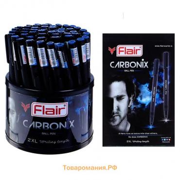 Ручка шариковая Flair Carbonix, узел-игла 0.7 , синяя, длинная линия письма 2XL , карбоновый корпус, (в дисплее)