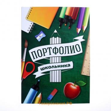 Папка школьная с креплением «Портфолио школьника», 6 листов-разделителей, 21,5 х 30 см.