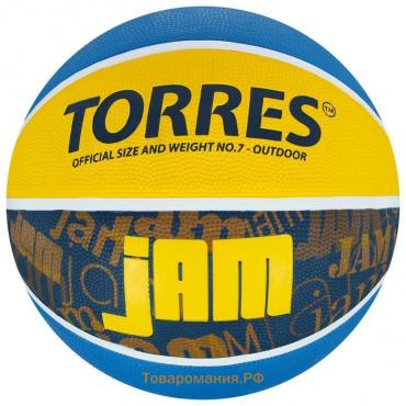 Баскетбольный мяч TORRES Jam, B02047, клееный, 8 панелей, р. 7, резина, бутиловая камера