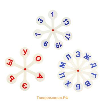 Набор веер-касс, гласные, согласные и цифры, Стамм, 3 штуки, плотные, пакет с европодвесом