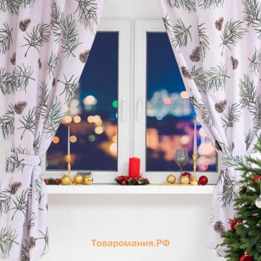 Комплект штор для кухни с подхватами Christmas tree 145х180см-2 штуки, габардин