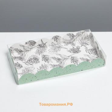 Коробка для печенья, кондитерская упаковка с PVC крышкой, «Грозди», 10.5 х 21 х 3 см