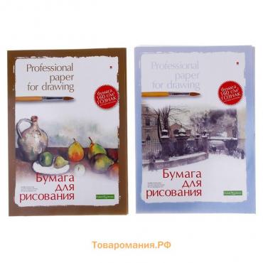 Бумага для рисования А3, 20 листов "Профессиональная серия", блок 150 г/м2, ГОЗНАК, МИКС