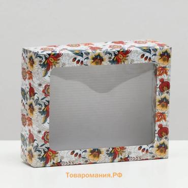 Коробка подарочная крышка-дно "Цветы", с окном, 18 х 15 х 5 см