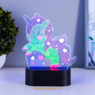 Светильник сенсорный "Единорожек" LED USB (90см) от батареек 3xАА черный 14х5,5х18,5 см RISALUX  765