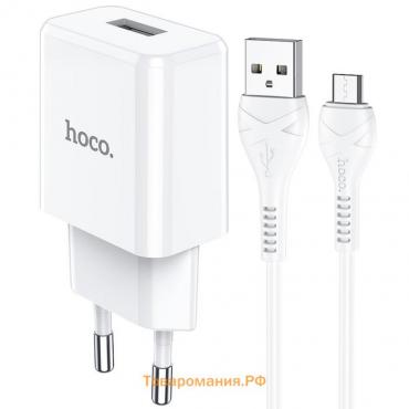 Сетевое зарядное устройство Hoco N9, USB - 2.1 А, кабель microUSB 1 м, белый