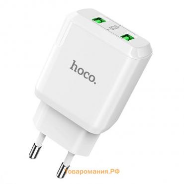 Сетевое зарядное устройство Hoco N6, 18 Вт, 2 USB QC3.0 - 3 А, белый