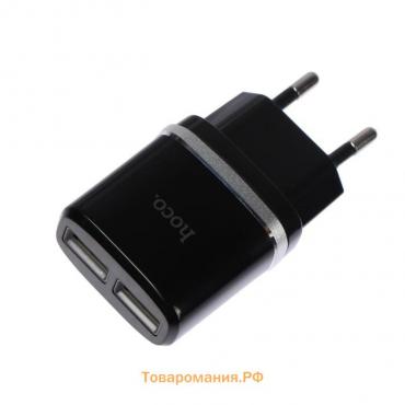 Сетевое зарядное устройство Hoco C12, 2 USB - 2.4 А, черный