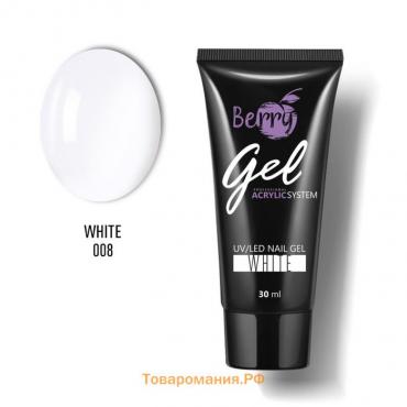 Гель акриловый JessNail Berry Gel, тон №008 White, белый, 30 мл