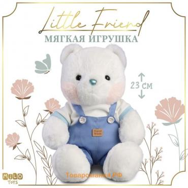 Мягкая игрушка Little Friend, медведь в синем комбинезоне, 23 см